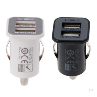 Jio อะแดปเตอร์ปลั๊กชาร์จ USB คู่ ขนาดเล็ก แบบพกพา ชาร์จเร็ว สําหรับรถยนต์