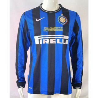 เสื้อกีฬาแขนยาว ลายทีมชาติฟุตบอล AAA 2009-10 Inter สไตล์วินเทจ แห้งเร็ว สําหรับผู้ชาย ไซซ์ S-XXL