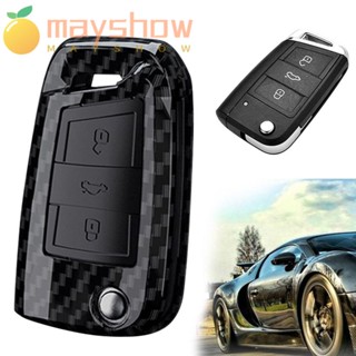 Mayshow ปลอกกุญแจรีโมตรถยนต์ คาร์บอนไฟเบอร์ ABS อุปกรณ์เสริม สําหรับ VW Volkswagen Golf 7 MK7 Tiguan MK2 Skoda Octavia