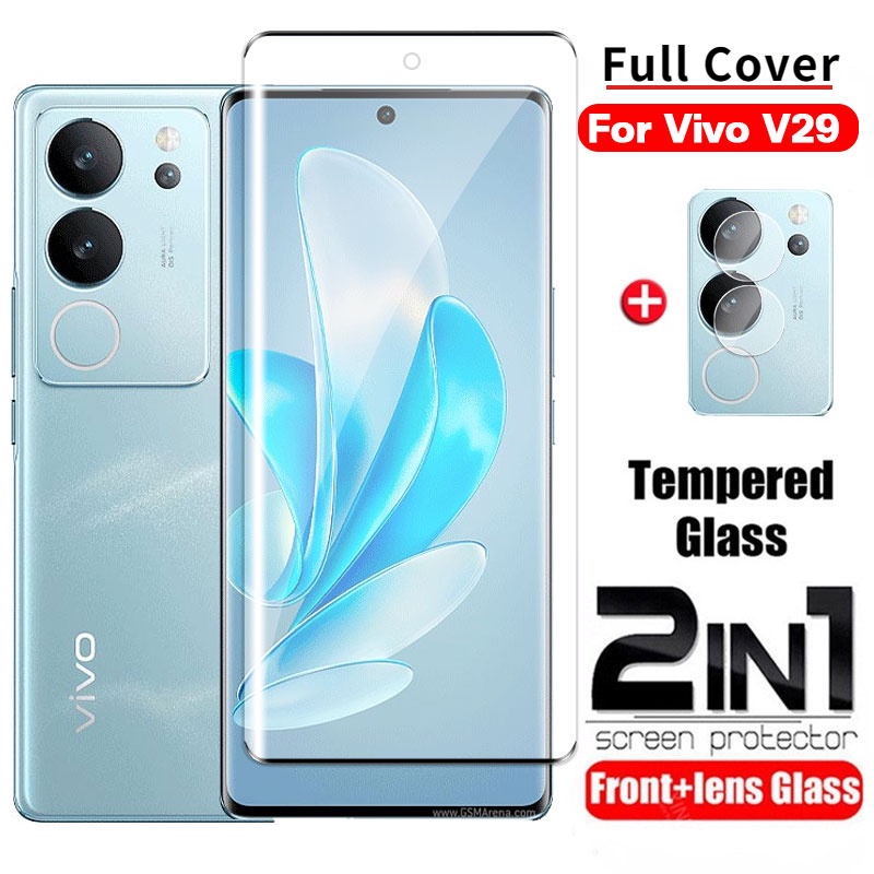 2in1 ฟิล์มกระจกนิรภัยกันรอยหน้าจอ แบบใส HD เต็มจอ สําหรับ Vivo V29 5G Pro Lite V 29E 29Pro V29Lite V