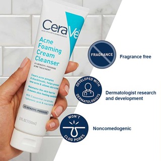  CeraVe Facial Cleanser 4% Benzoyl Peroxide Cleansing, Acne Removing, Anti Acne Removing, and Blackhead Removing 150ml