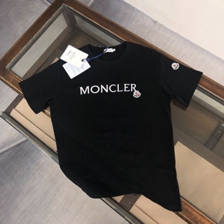 4Q2L Moncler mengkou 2023 M mens and womens summer loose washed cotton casual embroidered round neck short sleeve T-shirt couple short sleeve