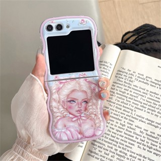 เคสโทรศัพท์มือถือ TPU นิ่ม ฝาพับ ลายคลื่น สวยงาม สําหรับ Samsung Z Flip 5 Z Flip 4 Z Flip 3