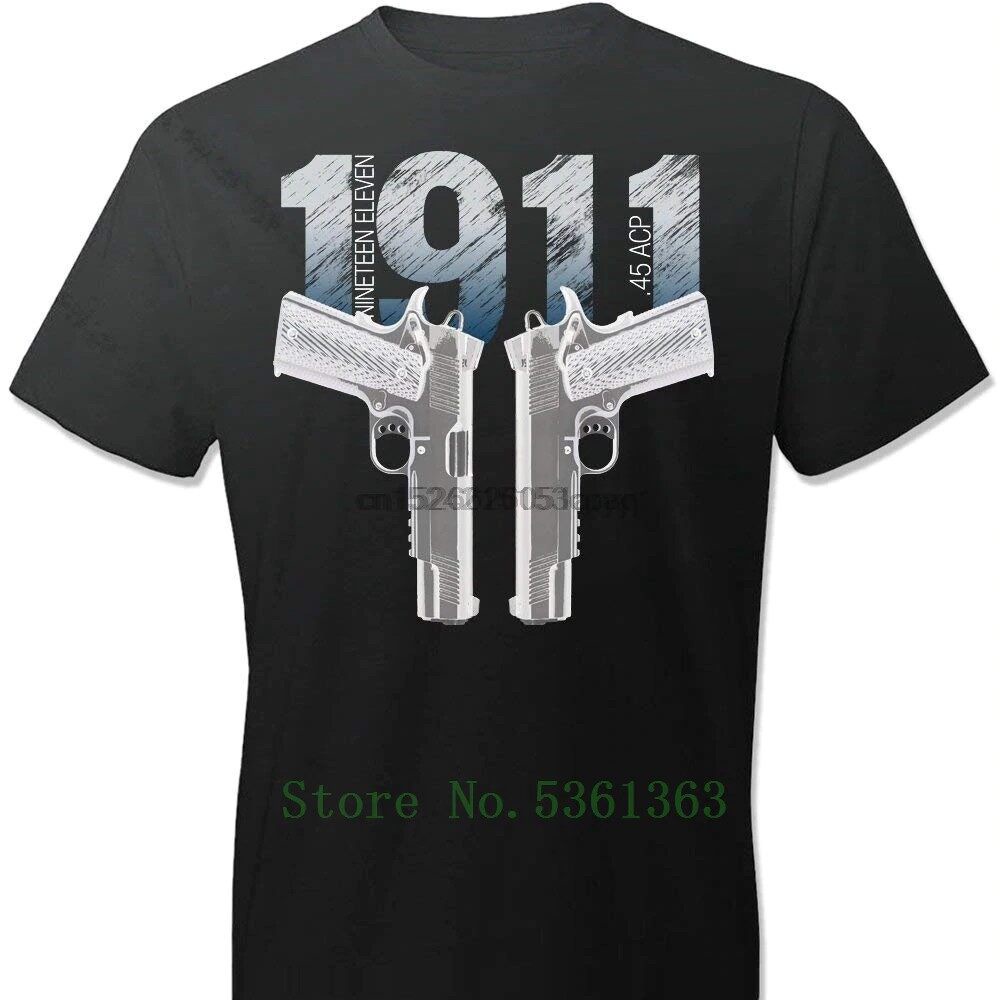 (พร้อมจัดส่ง) 【】1911 colt handgun pro gun 2nd a d เสื้อยืดลําลองสําหรับผู้ชายเหมาะกับการเล่นฟิตเนส น