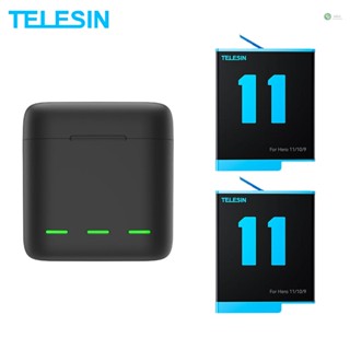 [พร้อมส่ง] Telesin กล่องเก็บที่ชาร์จแบตเตอรี่ 3 ทาง อเนกประสงค์ พร้อมแบตเตอรี่ 2 ชิ้น สําหรับกล้องแอคชั่น 10 9