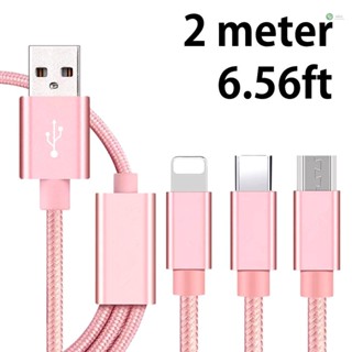 [พร้อมส่ง] 3 in 1 สายชาร์จ USB Type-C ไนล่อนถัก 6 ฟุต สําหรับโทรศัพท์มือถือ