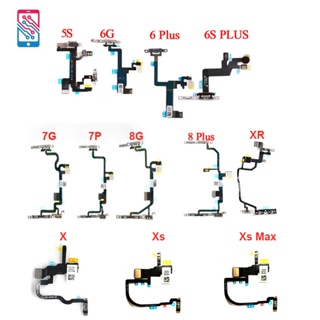 สายเคเบิลอ่อน 1 ชิ้น พร้อมปุ่มปรับระดับเสียง โลหะ แบบเปลี่ยน สําหรับ iPhone 5s 6 6s 7 8 Plus X XS MAS XR