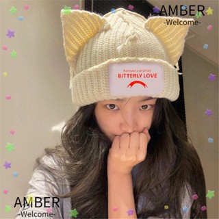 Amber หมวกถักแฟชั่น แต่งหูแมว