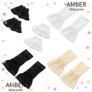 Amber ปลอกแขนปลอม ลูกไม้ ป้องกันแดด แผลเป็น 1 คู่