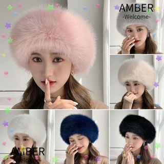 Amber หมวกขนเฟอร์เทียม ฤดูหนาว กลางแจ้ง สําหรับผู้หญิง