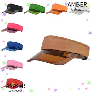 Amber หมวกกันแดด แบบพกพา สีโปร่งใส ชายหาด ฤดูร้อน