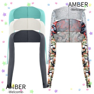 Amber ผ้าคลุมไหล่แขน ผ้าเรยอน แต่งรูกลวง เหมาะกับใส่เล่นกีฬา ขี่จักรยานกลางแจ้ง สําหรับผู้หญิง