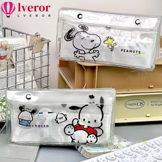 Lveror กระเป๋าเครื่องเขียน PVC โปร่งแสง กันน้ํา จุของได้เยอะ ลาย Pochacco Snoopy สําหรับนักเรียน