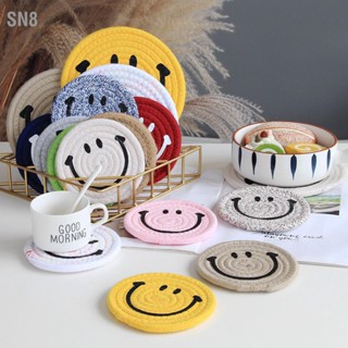 SN8 ที่รองจาน Expression เชือกฝ้ายกลมทอ Placemat เกาหลีใต้ Simple Smile แผ่นฉนวนกันความร้อน