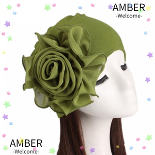 Amber หมวกผ้าโพกหัว ผ้าพันคอ ลายดอกไม้ สําหรับผู้หญิง