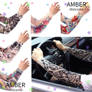 Amber ปลอกแขน ลายดอกไม้ อบอุ่น ป้องกันรังสียูวี สําหรับเล่นกีฬาบาสเก็ตบอล 1 คู่