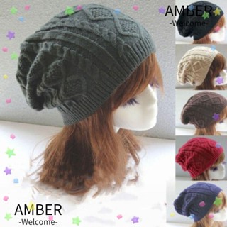 Amber หมวกบีนนี่ ผ้าถัก โอเวอร์ไซซ์ ลายกะโหลก สําหรับเล่นสเก็ตบอร์ด