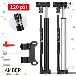 Amber ปั๊มลมยางจักรยาน 120PSI สําหรับ Presta and Schrader American French Valves