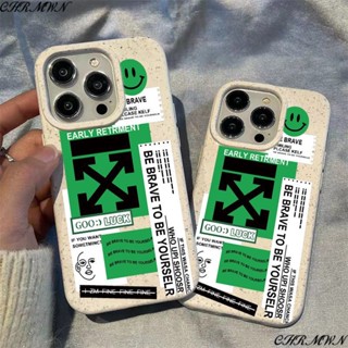 เคสโทรศัพท์มือถือ ลายหน้ายิ้ม หญ้า สีเขียว สําหรับ Apple Iphone 15 14 13pro 12 11xsmax xr XVTR