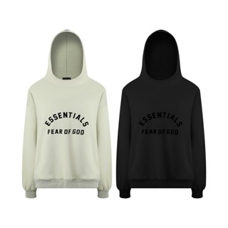 เสื้อกันหนาว มีฮู้ด ทรงหลวม ลาย FEAR OF GOD FOG แนวสตรีท อเมริกัน สีดํา สําหรับผู้หญิง และผู้ชาย