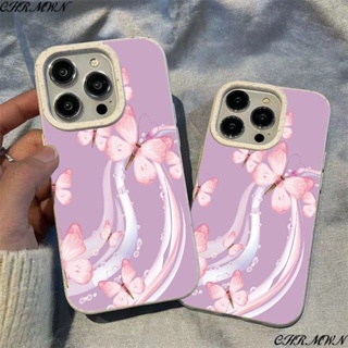 เคสโทรศัพท์มือถือ ลายผีเสื้อ ข้าวสาลี สีชมพู สําหรับ Apple Iphone 15 14 13pro 12 11xsmax xr MZWH