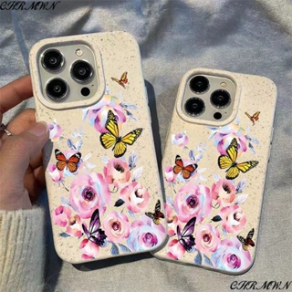 เคสโทรศัพท์มือถือ ลายผีเสื้อ ข้าวสาลี สีเหลือง สําหรับ Apple Iphone 15 14 13pro 12 11xsmax xr DNMZ