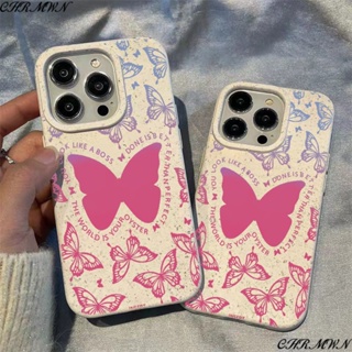 เคสโทรศัพท์มือถือ ลายผีเสื้อ ข้าวสาลี สีชมพู สําหรับ Apple Iphone 15 14 13pro 12 11xsmax xr FW9V