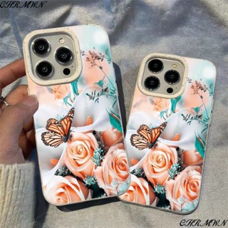 เคสโทรศัพท์มือถือ ลายดอกไม้ ผีเสื้อ สําหรับ Apple Iphone 15 14 13pro 12 11xsmax xr QMWG