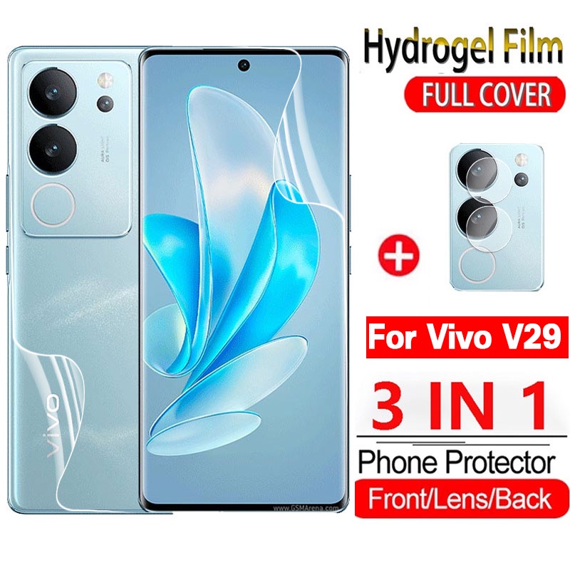 3in1 ฟิล์มไฮโดรเจลนิ่ม ป้องกันเลนส์กล้อง ด้านหลัง เต็มจอ ไม่ใช่ฟิล์มกระจก สําหรับ Vivo V29 5G Pro Li