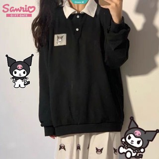 SANRIO เสื้อยืดแขนยาวลําลอง คอปกโปโล พิมพ์ลาย Hello Kitty แฟชั่นฤดูใบไม้ผลิ สําหรับผู้หญิง