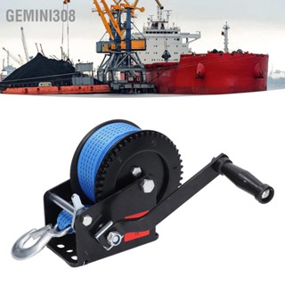 Gemini308 กว้านมือหมุนด้วยมือ 1600lbs พร้อมสายไนลอน Heavy Duty Alloy Steel Hand Crank Winch สำหรับการยกอุตสาหกรรม