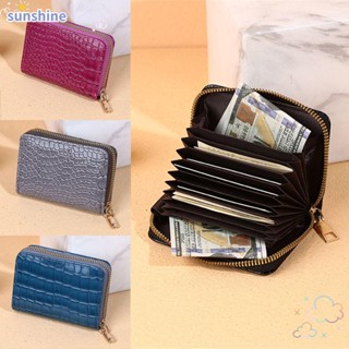 Ssunshine กระเป๋าใส่บัตรเครดิต ผู้ชาย ผู้หญิง หนัง PU ใส่บัตร เหรียญ