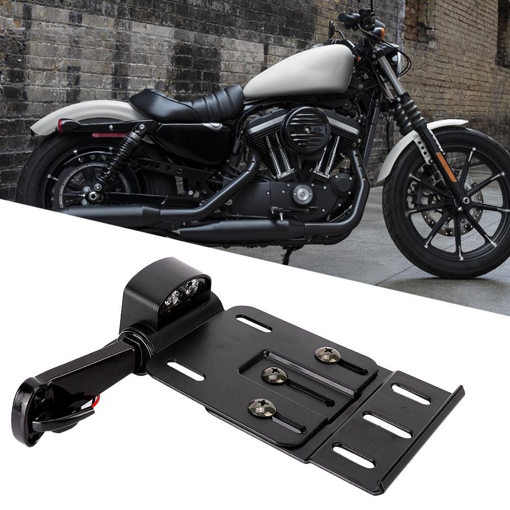 ที่วางป้ายทะเบียนรถจักรยานยนต์แบบพับได้ที่วางป้ายทะเบียนด้านหลังสําหรับ Harley XL883 1200 X48 หางอ่อน Dina