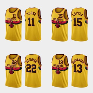 เสื้อกีฬาบาสเก็ตบอล ลายทีม Maglia NBA Atlanta Hawks Track Young 11 2021-2022 City Edition Backcourt 90s แฟชั่นฤดูร้อน สําหรับผู้ชาย