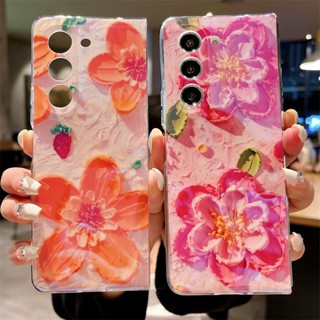 เคสโทรศัพท์มือถือ ซิลิโคนนิ่ม กันกระแทก ลายภาพวาดสีน้ํามัน รูปดอกไม้ สีฟ้าอ่อน สําหรับ Samsung Galaxy Z Fold5 Z Fold 5