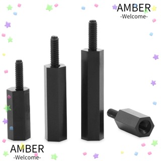 Amber สกรูพลาสติก หัวแบน หกเหลี่ยม M2 สีดํา 100 ชิ้น