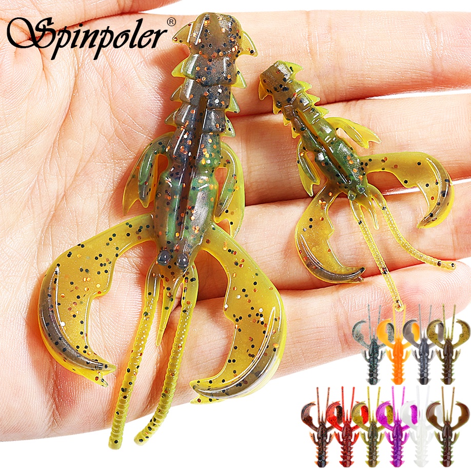 Spinpoler เหยื่อตกปลา รูปกุ้ง แบบนิ่ม 4 ซม. 6.5 ซม. TPR สําหรับปลาเทราท์ Perch Bass Pike Zander