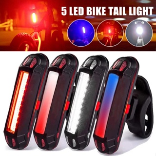 New 5 LED USB Rechargeable Bike Tail Light Bicycle Safety Cycling Alarm