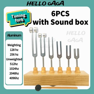 Tuning fork🔔ส้อมจูนเสียง ชุดส้อมจูนเสียง อะลูมิเนียมอัลลอย พร้อมกล่องไม้ ปรับได้ คุณภาพสูง สําหรับเล่นโยคะ 6 ชิ้น 128 256 512 1024 2048 4096HZ