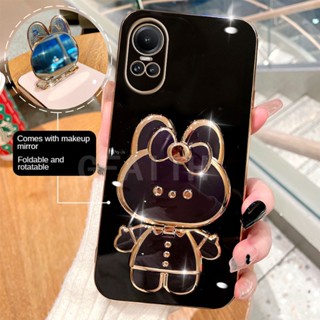 เคสมือถือ แบบนิ่ม ลายกระต่าย พร้อมกระจกแต่งหน้า ป้องกันเลนส์ สําหรับ Oppo Reno10 Reno 10 Pro 5G Reno 10 Pro+ 5G 2023 Oppo Reno 10 Pro Plus