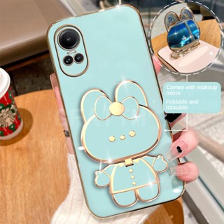 เคสมือถือ แบบนิ่ม ลายกระต่าย พร้อมกระจกแต่งหน้า ป้องกันเลนส์ สําหรับ Oppo Reno10 Reno 10 Pro 5G Reno 10 Pro+ 5G 2023 Oppo Reno 10 Pro Plus