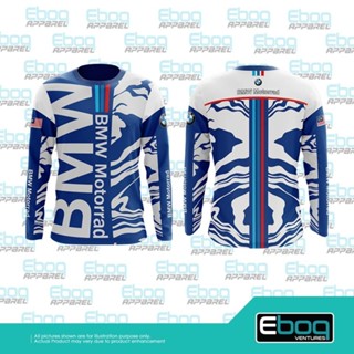 เสื้อยืด ไมโครไฟเบอร์ พิมพ์ลาย bmw motorrad สีขาว สีฟ้า 05 eboq 2022