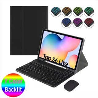 สําหรับ Samsung Galaxy Tab S7 FE S7Plus S8Plus S6 Lite P610 P615 Wireless Bluetooth Keyboard Case แท็บเล็ต เคสคีย์บอร์ด