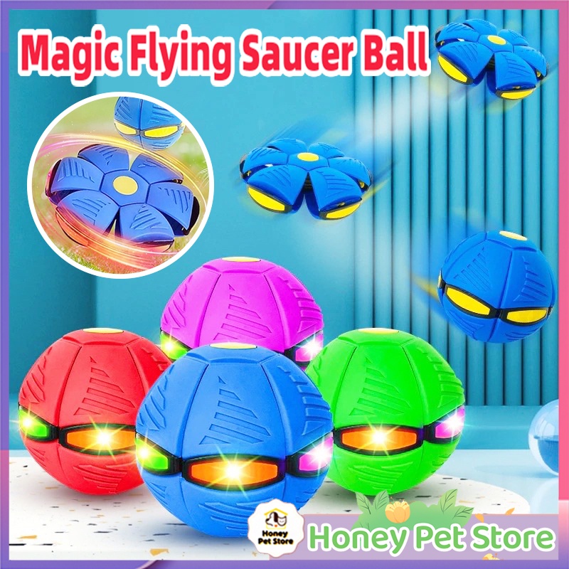 Magic Flying Saucer Ball UFO Flying Ball แบนโยน Disc Ball การฝึกอบรมกลางแจ้งเกมของเล่นสัตว์เลี้ยงเด็