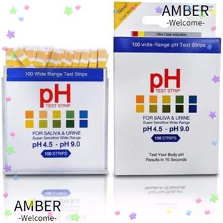 Amber แถบกระดาษทดสอบค่า pH ความแม่นยําสูง 100ct 4.5-9.0 ขนาดกะทัดรัด สําหรับทดสอบค่า pH ร่างกาย และความเป็นด่าง