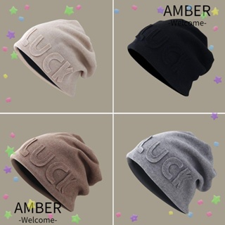 Amber หมวกบีนนี่ ผ้าขนแกะถัก 4 สี น่ารัก สําหรับผู้หญิง และผู้ชาย