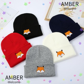 Amber หมวกบีนนี่ลําลอง ผ้าถัก สีพื้น น่ารัก สําหรับผู้หญิง