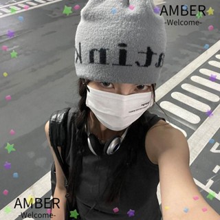 Amber หมวกถักไหมพรม อะคริลิคไฟเบอร์ แบบสวมหัว ให้ความอบอุ่น ป้องกันความเย็น สําหรับผู้หญิง