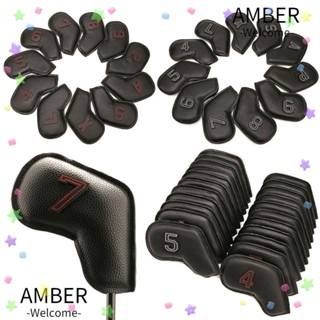 Amber ปลอกหุ้มหัวไม้กอล์ฟ หนัง PU คอยาว 11 ชิ้น ต่อชุด