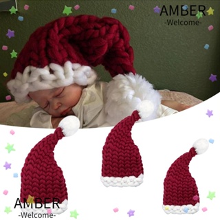 Amber หมวกถัก หมวกซานตาคลอส แบบนิ่ม สําหรับปาร์ตี้คริสต์มาส